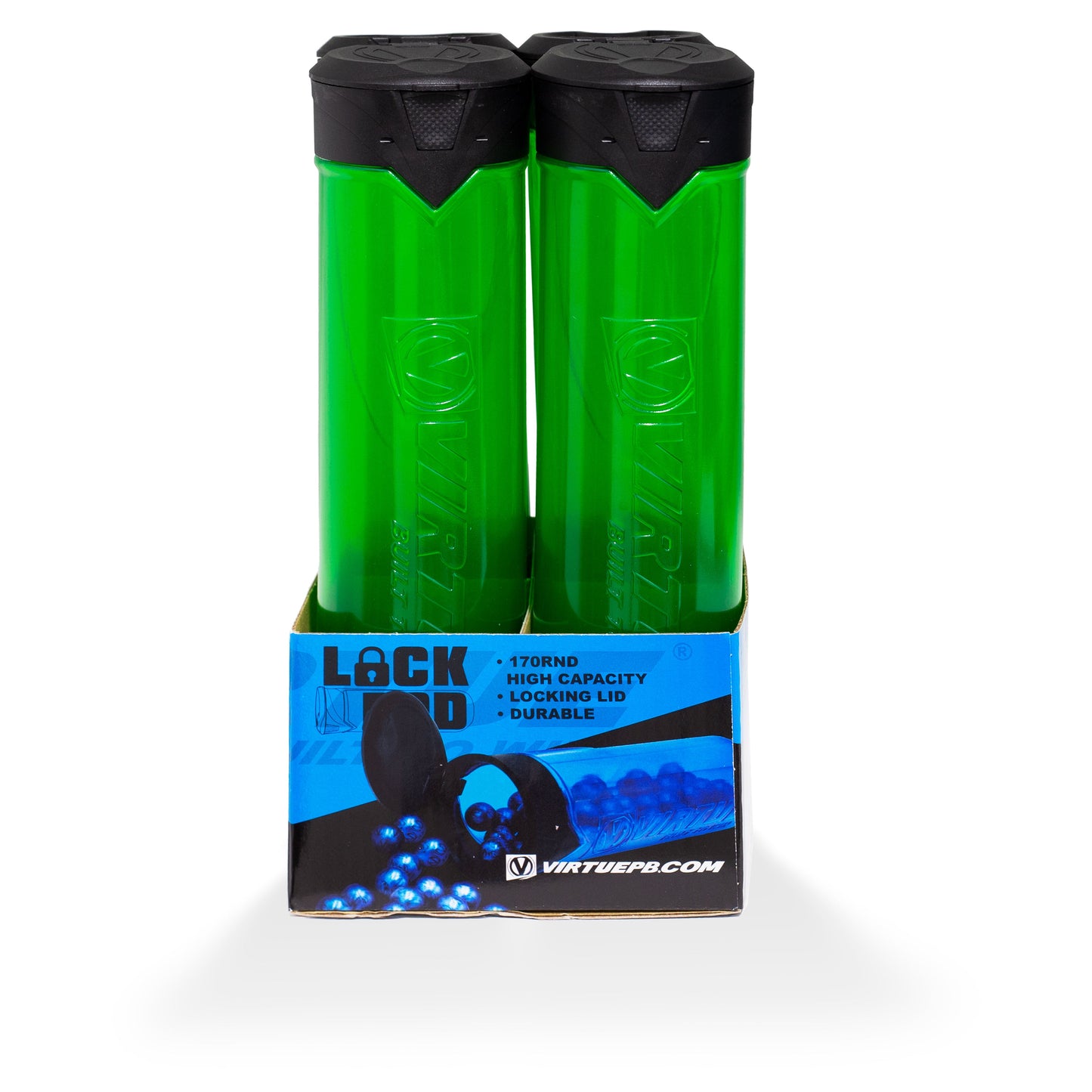 Virtue V2 Lock Pod - Lime - 170rnd Lock Lid Pod - 4 Pack