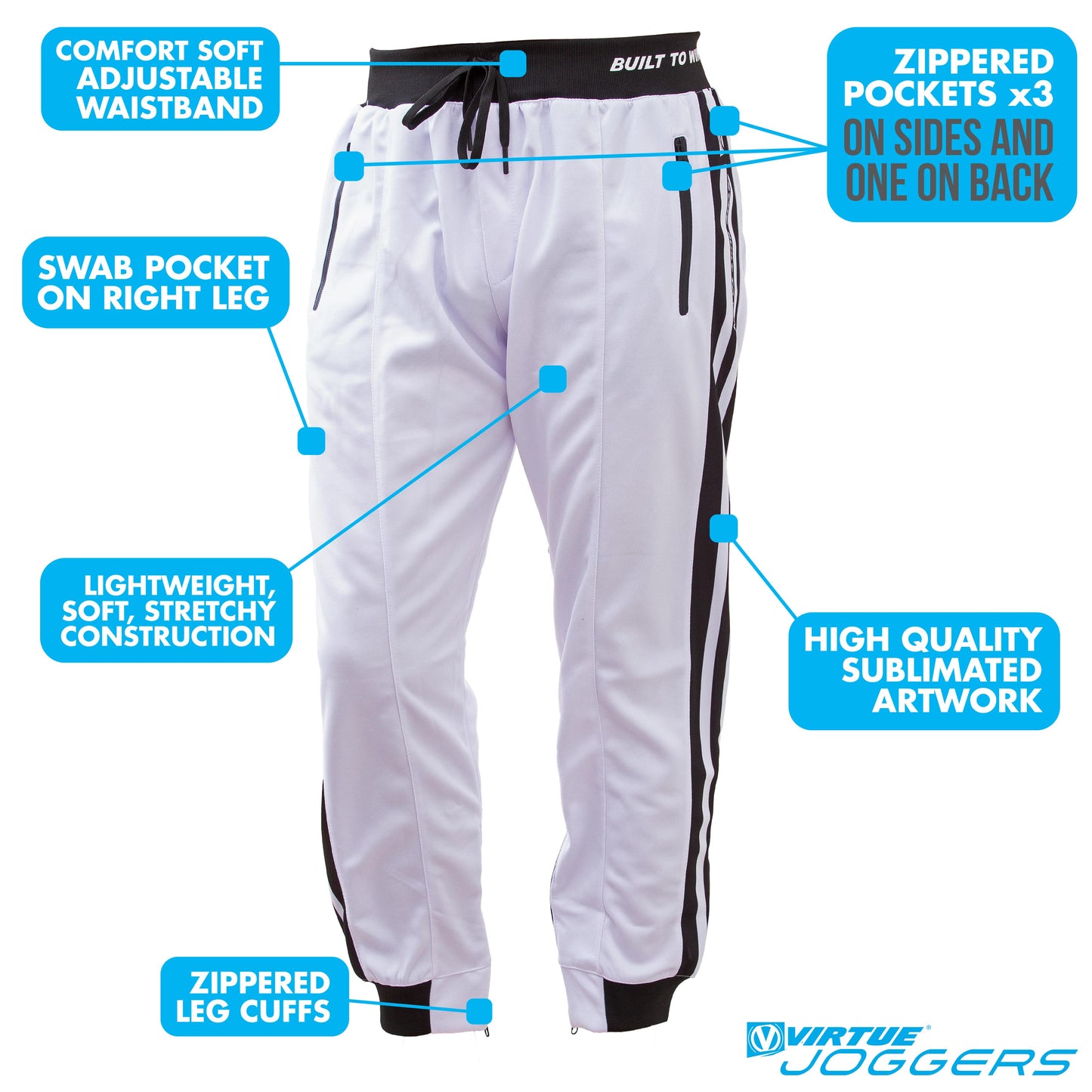 Virtue Jogger Pants - Built to Win - Striped / White - 2XL