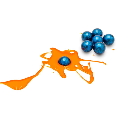 Virtue Ace Paintballs - .68 Caliber Blue V-Logo Shell/Orange Fill - 500 Rounds