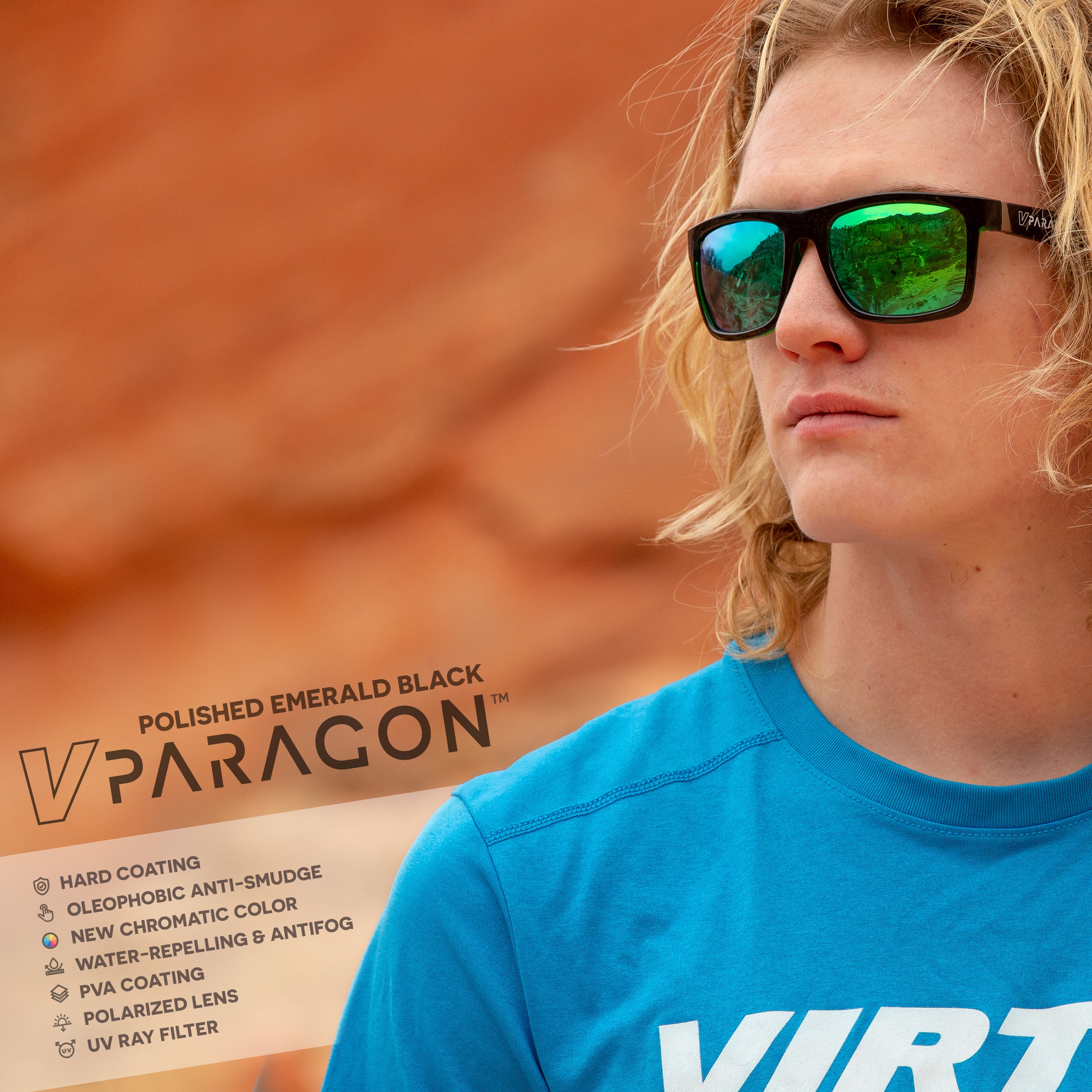 Virtue V-Paragon Polarized Sunglasses - Polished Emerald Black
